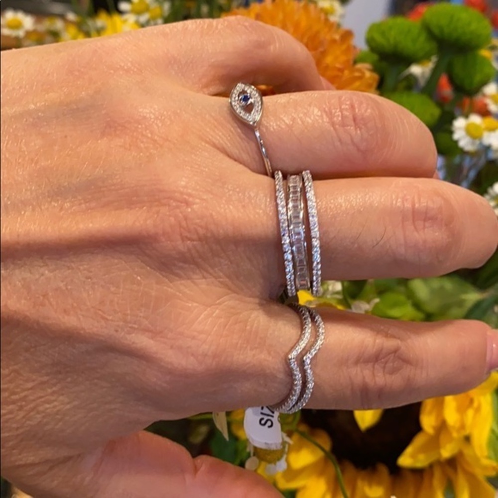 3pcs Round Baguette CZ WeddingBand Stack sz 10